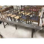 A PITCHPINE VINTAGE BENCH 241CMS