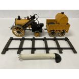 A HORNBY 3.5 INCH GAUGE STEPHENSONS ROCKET LIVE STEAM LOCOMOTIVE, G101, MOUNTED TO DISPLAY TRACK