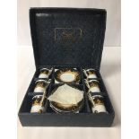 A YAMASEN 24KT GOLD PLATED PORCELAIN COFFEE SET IN ORIGINAL BOX FITTED BOX