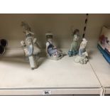 FIVE LLADRO PORCELAIN FIGURES, INCLUDING A GIRL WITH PIGEONS #4915, A GIRL HOLDING A LAMB #4676, A