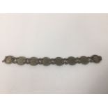 TWO GEORGE V SILVER SIXPENCE BRACELETS WITH COINS DATING FROM 1931 TO 1940, COMBINED WEIGHT 33G