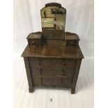 A WOODEN APPRENTICE PIECE DRESSING TABLE WITH SIX DRAWERS UNDER A BEVELED MIRROR, 53CM HIGH