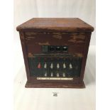 A VINTAGE TELEPHONE SWITCHBOARD, PLAQUE TO THE BACK READS; SW BD CB 935 1+3 4 IF 2234, 30.5CM HIGH