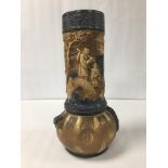 A LATE 19TH/EARLY 20TH CENTURY BRETBY POTTERY VASE WITH CHINOISERIE DECORATION THROUGHOUT, MODEL