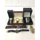 A GROUP OF SIX WRISTWATCHES, INCLUDING A ROTARY AND SEKONDA, BOTH BOXED ETC