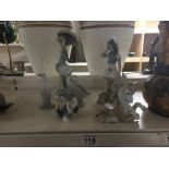 A GROUP OF SIX PIECES OF LLADRO, INCLUDING DONKEY 'IN LOVE' #4524 AND GIRL WITH UMBRELLA AND
