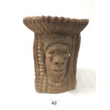 PRIVATE COLLECTION OF A BRIGHTON RESIDENT: A VINTAGE AFRICAN WOODEN TRIBAL STOOL WITH CARVED FACE