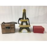A VINTAGE SHOULDER BAG BY LYDC SHAPED AS THE EIFFEL TOWER, TOGETHER WITH A JASPER CONRAN JEWELLERY