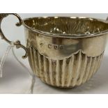 A LATE VICTORIAN SILVER HALF FLUTED CREAM JUG AND SUGAR BOWL, HALLMARKED LONDON 1894 BY WILLIAM