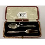 A SILVER CHRISTENING FORK AND SPOON, HALLMARKED SHEFFIELD 1923 BY COOPER BROTHERS, IN ORIGINAL