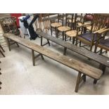 A PITCH PINE VINTAGE BENCH 293.5CMS.