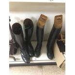 TWO PAIRS OF LEATHER RIDING BOOTS, ONE WITH VINTAGE BOOT TREES