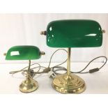 TWO DESK LAMPS WITH ADJUSTABLE GLASS SHADES, 34CM HIGH