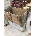 TWO WOODEN STORAGE CRATES.