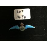 A WW2 ROYAL AIR FORCE STERLING SILVER & ENAMEL AND CHAMPLEVE GLAZE RAF BLUE WINGS SWEETHEART BROOCH