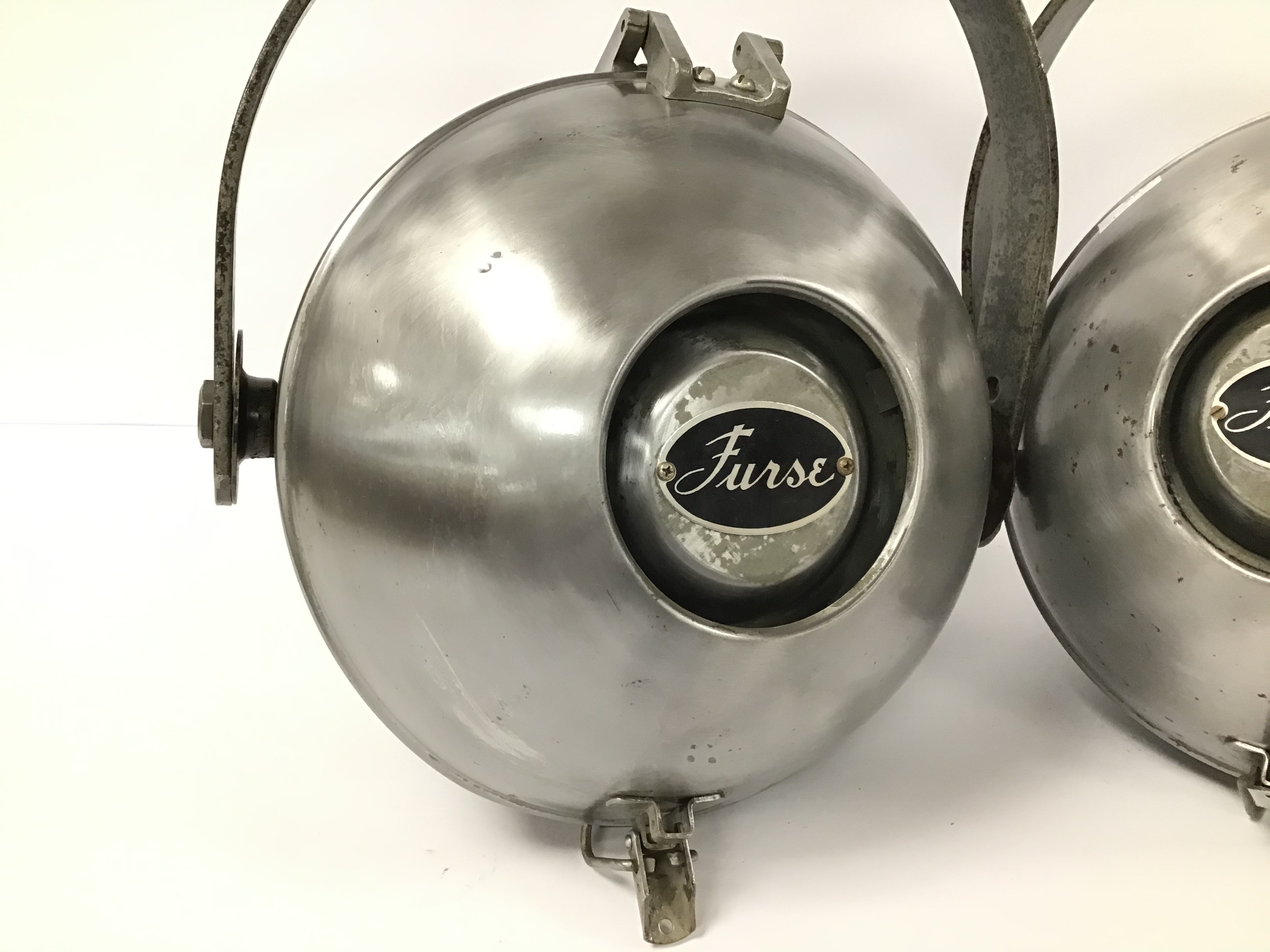 A PAIR OF 1960'S THEATRE LIGHTS BY FURSE, APPROXIMATELY 28CM HIGH - Image 3 of 5