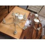 A PAIR OF SHABBY CHIC CEILING LIGHTS.