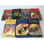 SEVEN HARRY POTTER BOOKS J K ROWLING, INCLUDING FIRST EDITIONS 'HARRY POTTER AND THE HALF BLOOD