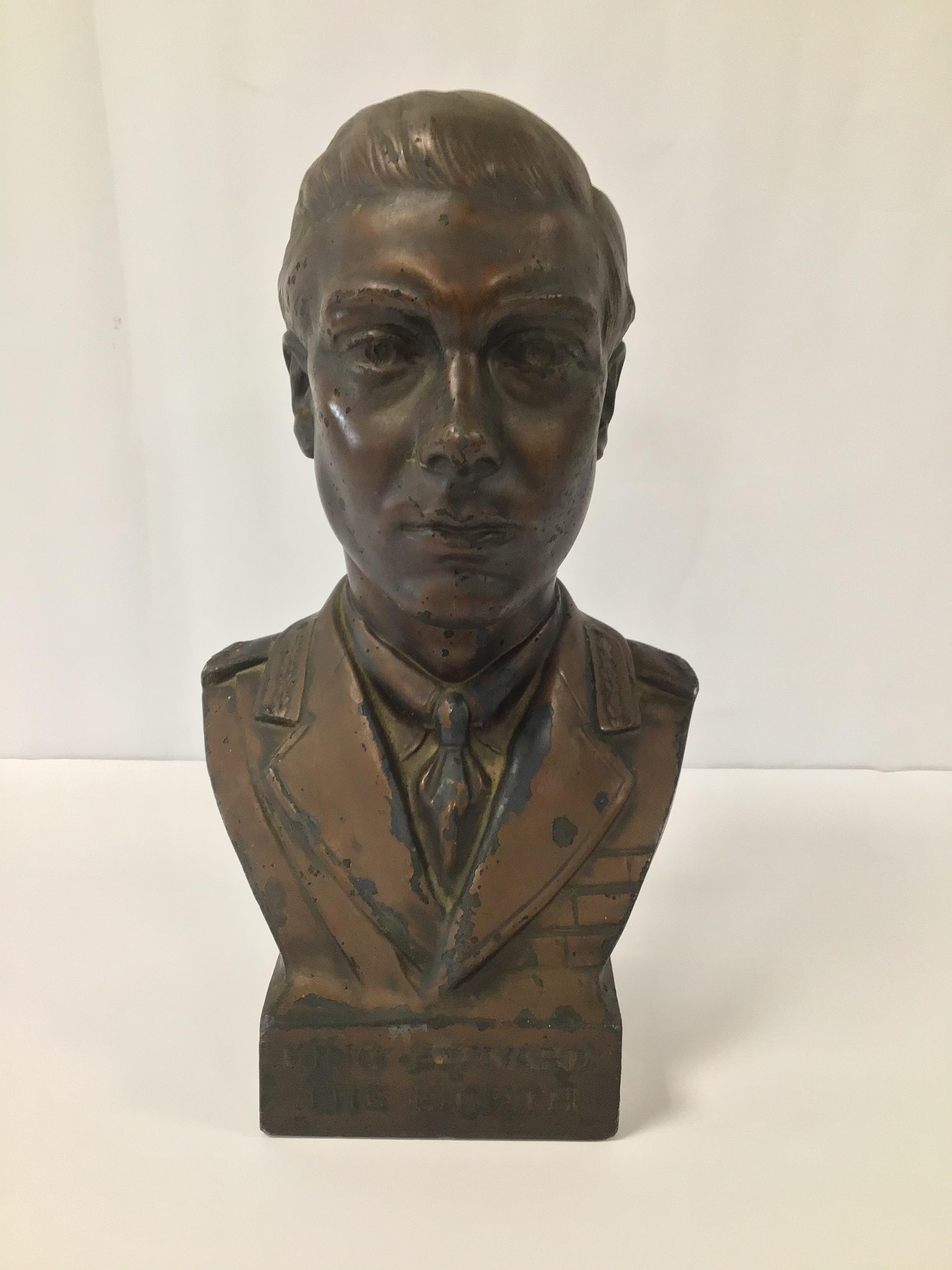 KING EDWARD THE EIGHTH, A BRONZED METAL BUST BY CRAFTSTONE LTD, DESIGNED L JENNINGS S, 29CM HIGH - Image 6 of 6