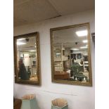 TWO MODERN GILDED MIRRORS, LARGEST 87 X 56CMS.