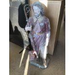 A LARGE FRENCH RELIGIOUS GESSO PLASTER FIGURE OF A SHEPHERD, 107CM HIGH