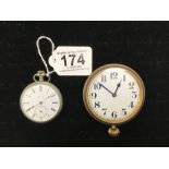 A VINTAGE SWISS POCKET WATCH BY RYRIE BROS, THE ENAMEL DIAL WITH ROMAN NUMERALS DENOTING HOURS