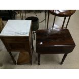 TWO PIECES OF FRENCH FURNITURE, BEDSIDE CABINET AND A TWO DRAWER SMALL TABLE.