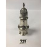 A VINTAGE SILVER SUGAR SIFTER OF BALUSTER FORM, HALLMARKED LONDON 1977 BY A CHICK AND SONS LTD,