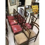 SIX VINTAGE CHAIRS AND TWO OAK COUNTRY CHAIRS.