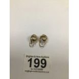 A PAIR OF ITALIAN 9CT GOLD LADIES EARRINGS WITH CENTRAL OVAL CLEAR STONES, 3.8G