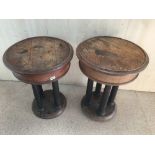 A PAIR OF WARING AND GILLOW VICTORIAN SIDE TABLES WITH A WHALE BONE LABEL FROM A CLIPPER SHIP