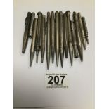 A COLLECTION OF FIFTEEN PROPELLING PENCILS, MOST SILVER, INCLUDING EXAMPLES BY SAMPSON AND MORDAN,