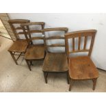 FOUR VINTAGE ELM CHAIRS.