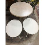 A PAIR OF PAINTED SIDE TABLES AND ONE OTHER
