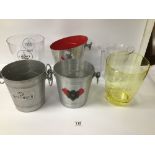 A GROUP OF CHAMPAGNE BUCKETS, INCLUDING G.H MUMM CHAMPAGNE AND CROFT PINK PORT