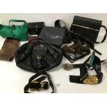 A COLLECTION OF VINTAGE LADIES HANDBAGS AND PURSES, SOME LEATHER, INCLUDING ONE MARKED 'FENDI' AND