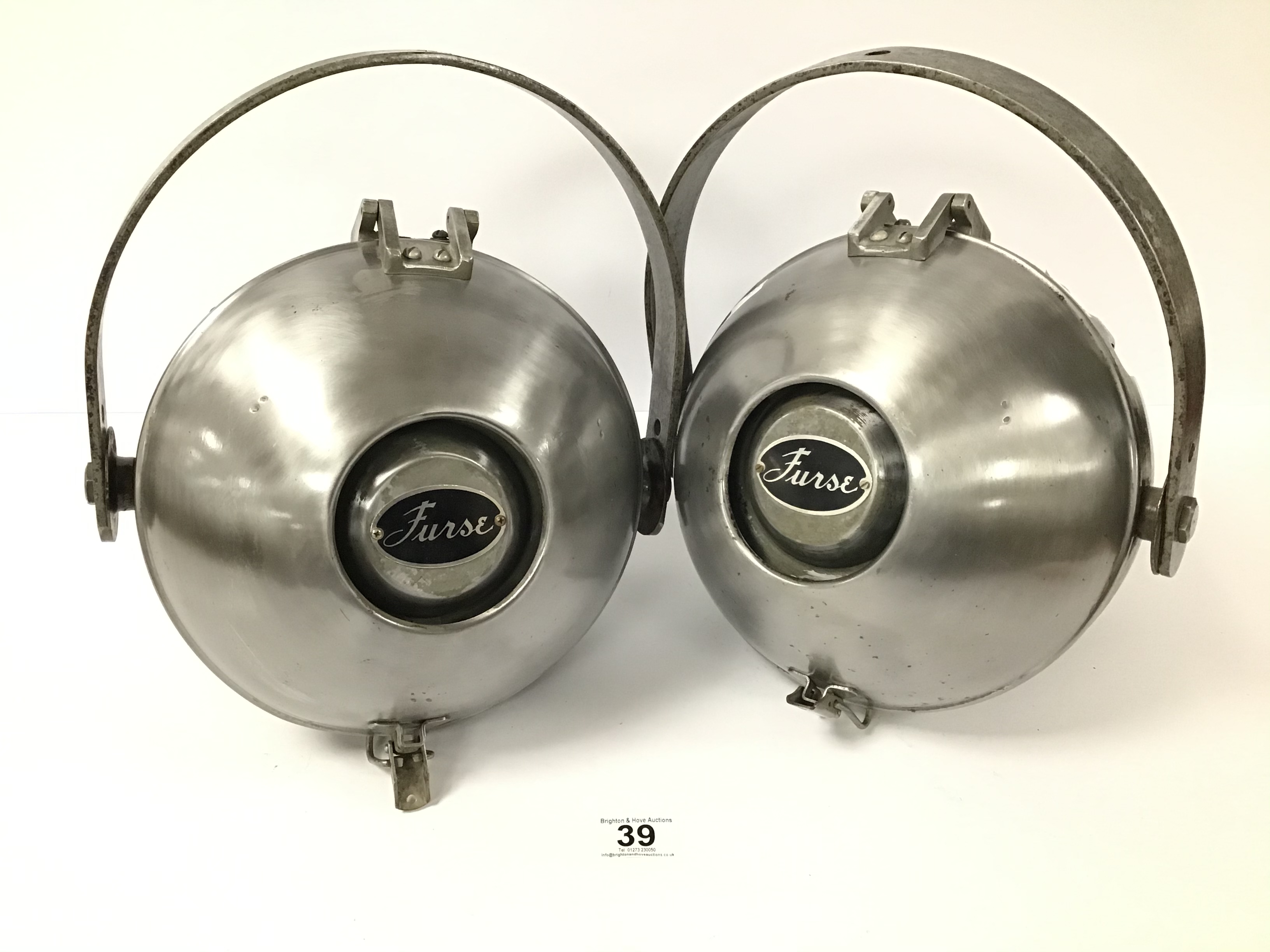 A PAIR OF 1960'S THEATRE LIGHTS BY FURSE, APPROXIMATELY 28CM HIGH