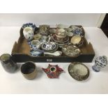 A LARGE COLLECTION OF ORIENTAL CERAMICS, INCLUDING JAPANESE SATSUMA WARE, CHINESE SPILL VASE AND