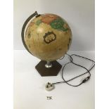 A DANISH ELECTRIFIED SCAN GLOBE, C.1980, 41CM HIGH