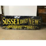 AN ENAMEL SUSSEX DAILY NEWS SIGN 200 X 67CMS.