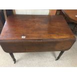 A MAHOGANY VICTORIAN PEMBROKE TABLE ON ORIGINAL CASTORS