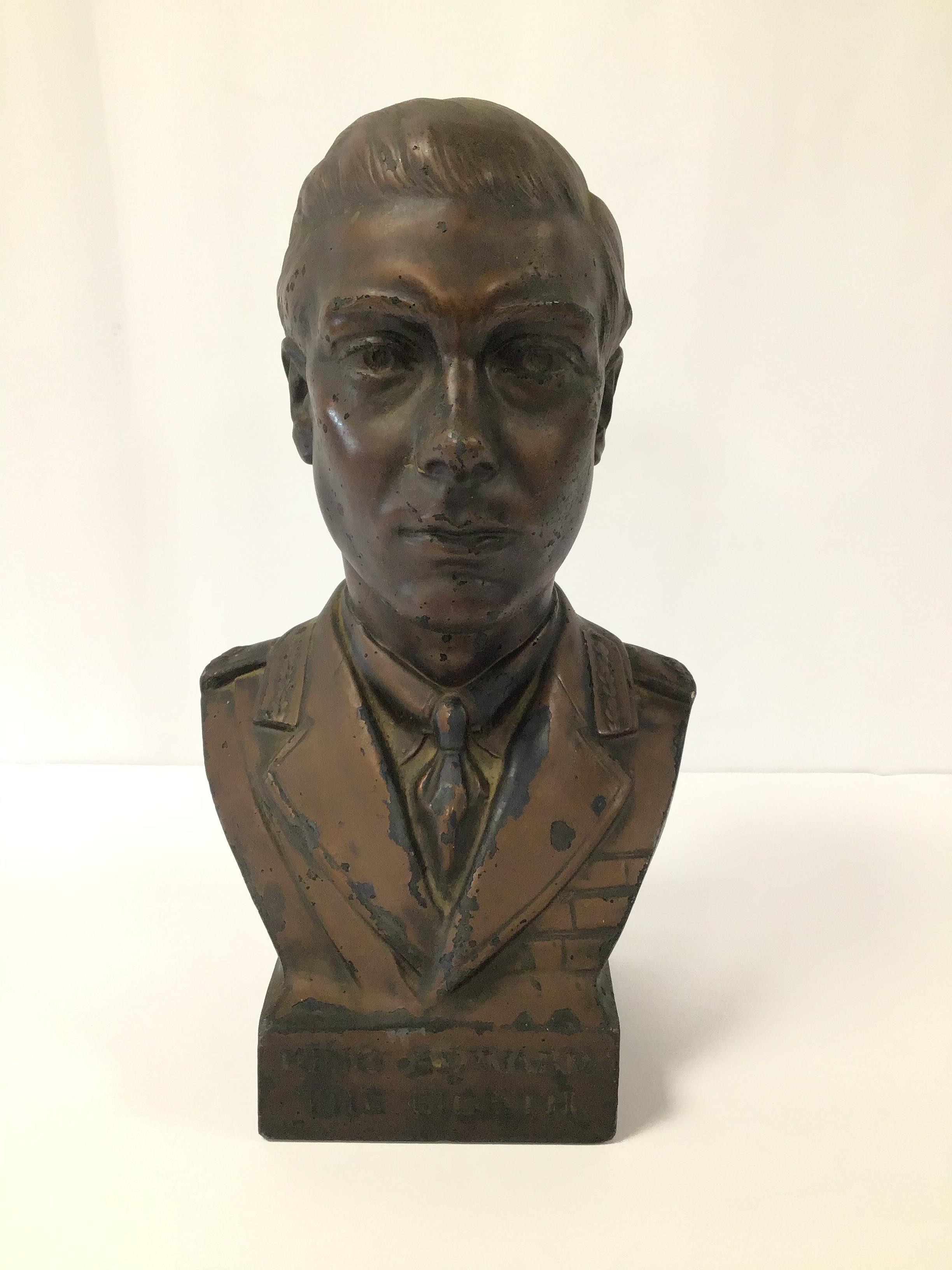 KING EDWARD THE EIGHTH, A BRONZED METAL BUST BY CRAFTSTONE LTD, DESIGNED L JENNINGS S, 29CM HIGH