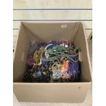 A LARGE BOX OF CURTAIN TASSLE TIE BACKS AND UPHOLSTERY TRIMMINGS