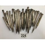 A LARGE COLLECTION OF VINTAGE SILVER PLATED PROPELLING PENCILS, 33 IN TOTAL