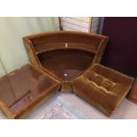 A 1970'S THREE PIECE GOLD CRUSHED VELVETEEN CORNER UNIT.