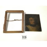 A 19TH CENTURY OIL ON BOARD OF A GENTLEMAN IN PERIOD MILITARY DRESS, FRAMED, 13.5CM BY 11.5CM