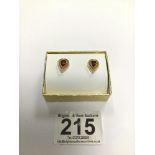 A PAIR OF 9CT GOLD TEA DROP SHAPED EARRINGS WITH CENTRALLY SET STONE, 2.85G