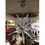 A MODERN SPUTNIK CEILING LIGHT GLASS AND CHROME.