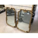 A PAIR OF GILDED MIRRORS 73 X 40 CMS