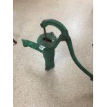 A FRENCH CAST IRON WATER PUMP IN GREEN